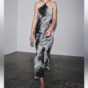 Zara halter beaded marble tie dye dress